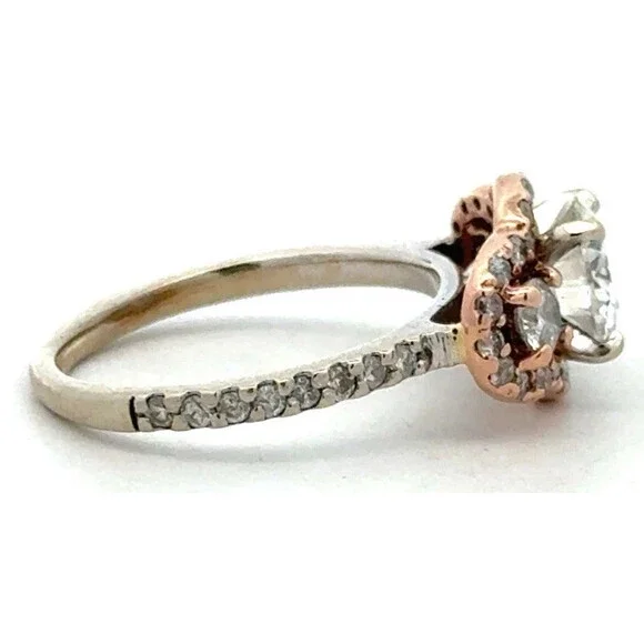 Designer Forever Brilliant 14K White Yellow Gold Moissanite Trio Engagement Ring